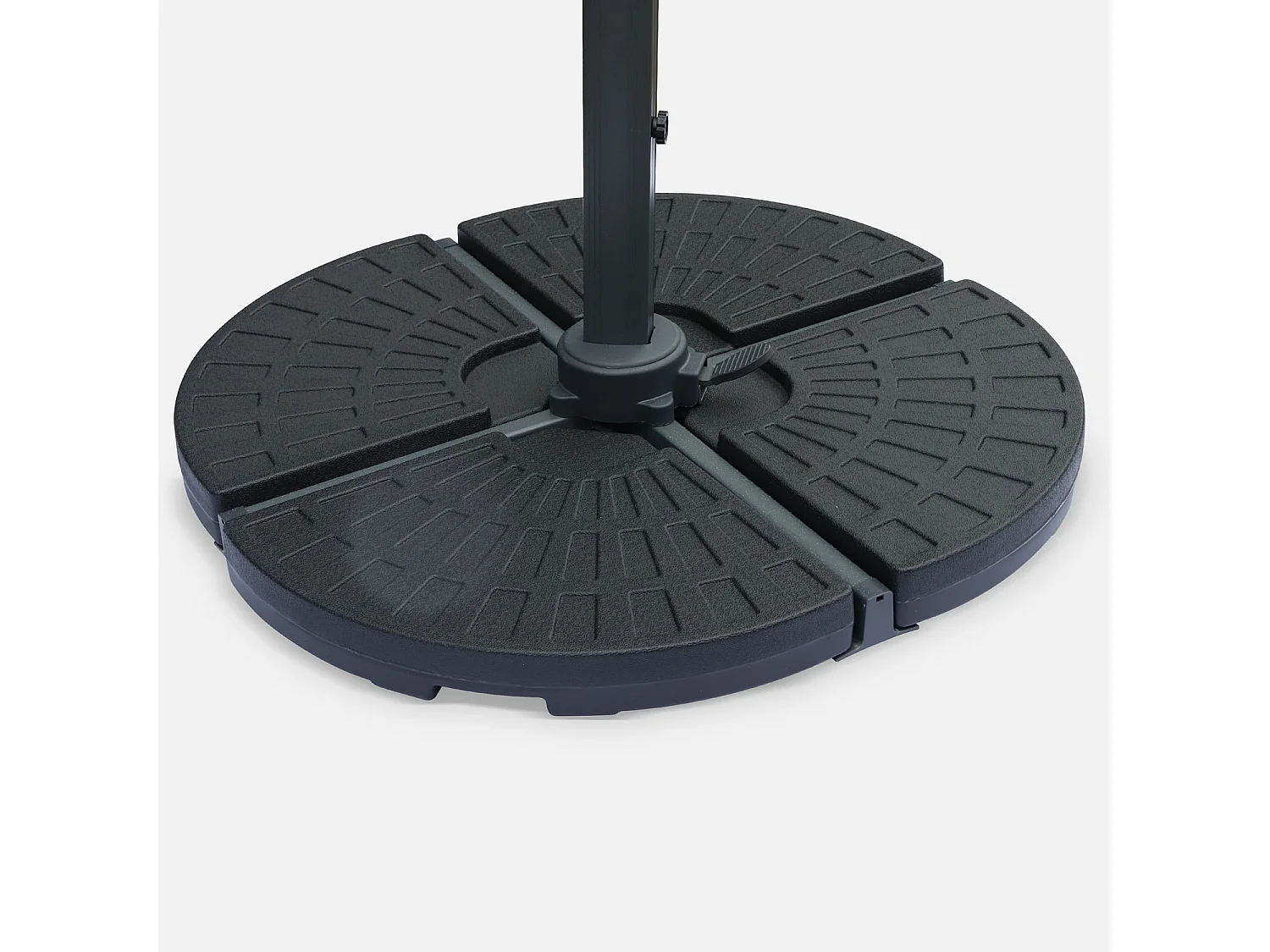 Lot de 4 dalles arrondies 48x48cm à lester - Pour parasol déporté avec pied type "croix". base. socle. poids