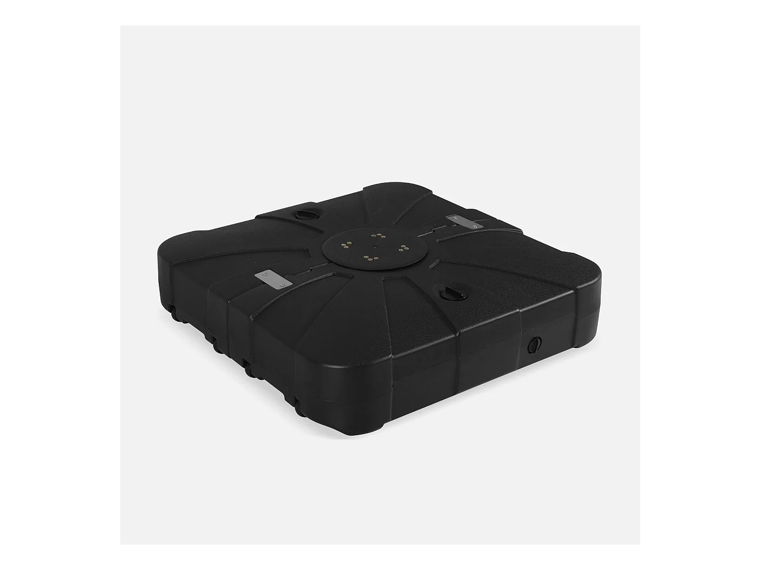 Pied pour parasol déporté remplissable 100L en plastique noir avec roulettes - Base à lester
