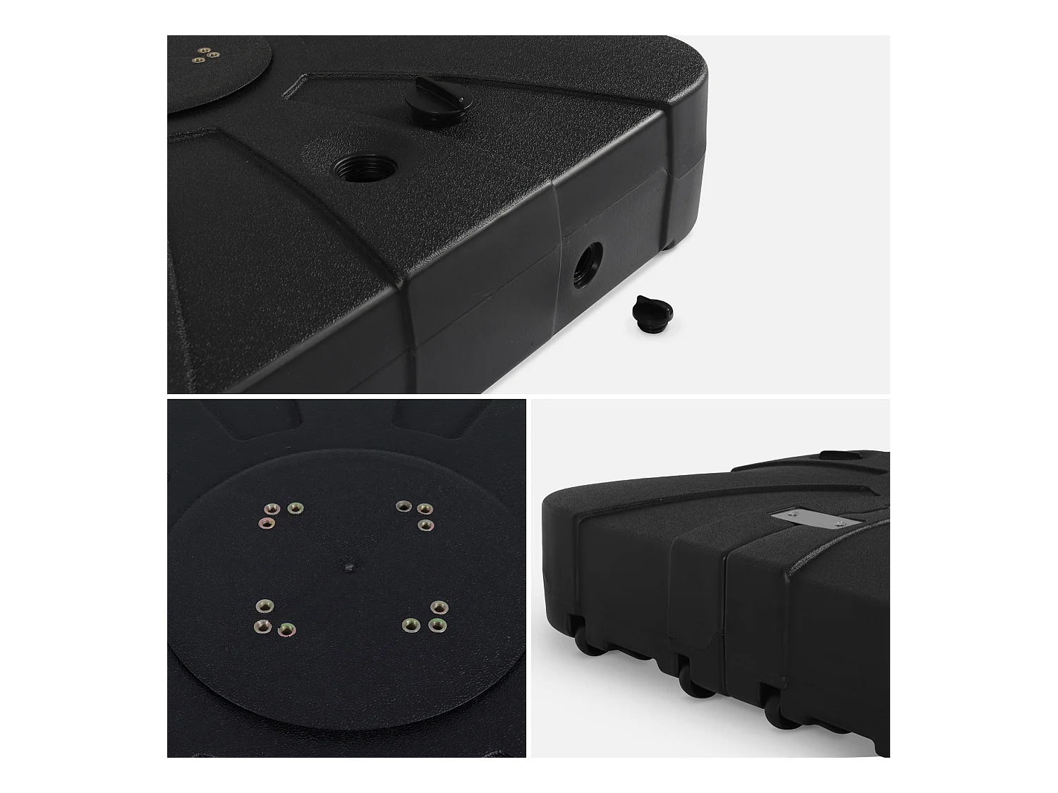 Pied pour parasol déporté remplissable 100L en plastique noir avec roulettes - Base à lester