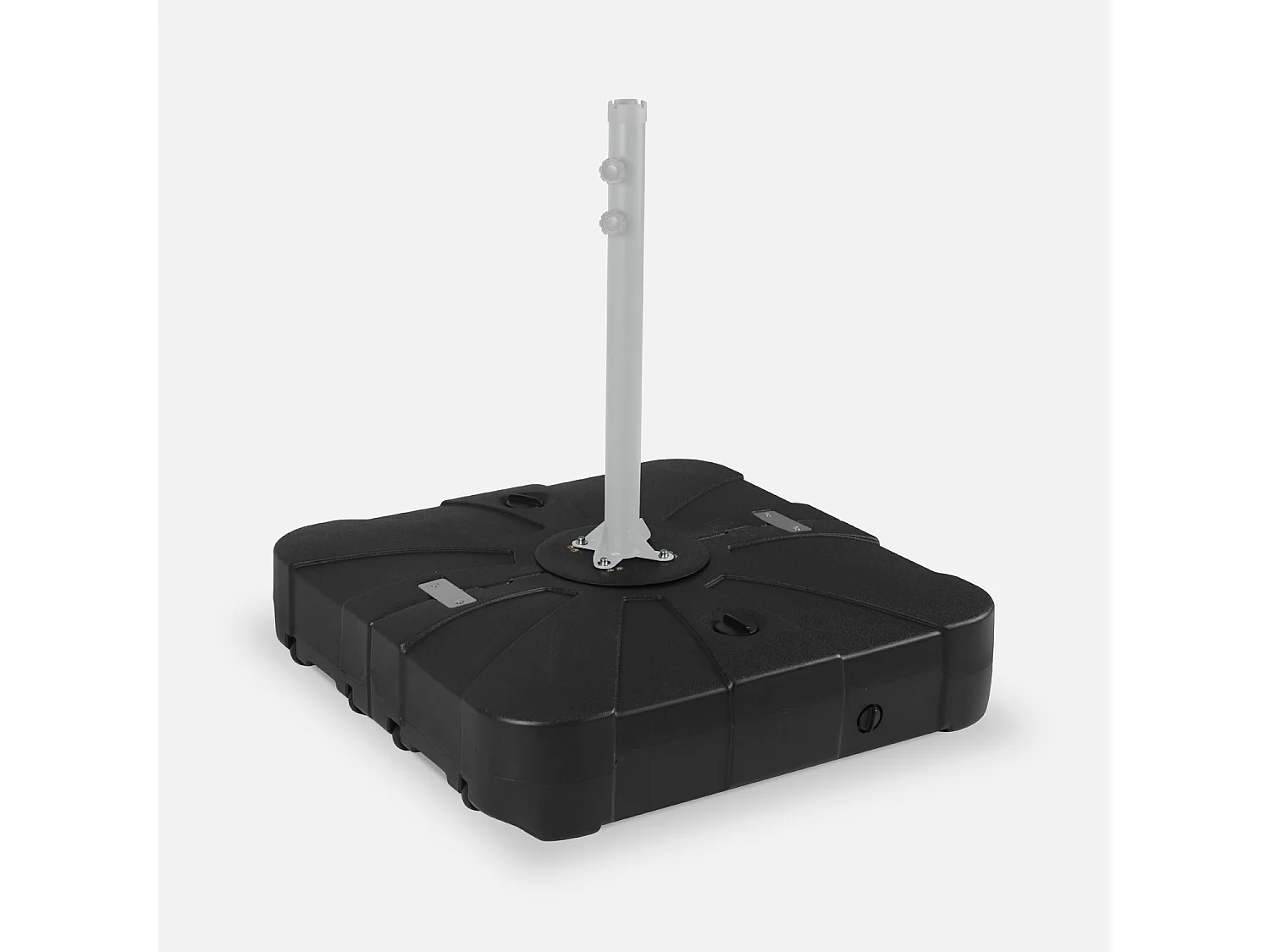 Pied pour parasol déporté remplissable 100L en plastique noir avec roulettes - Base à lester