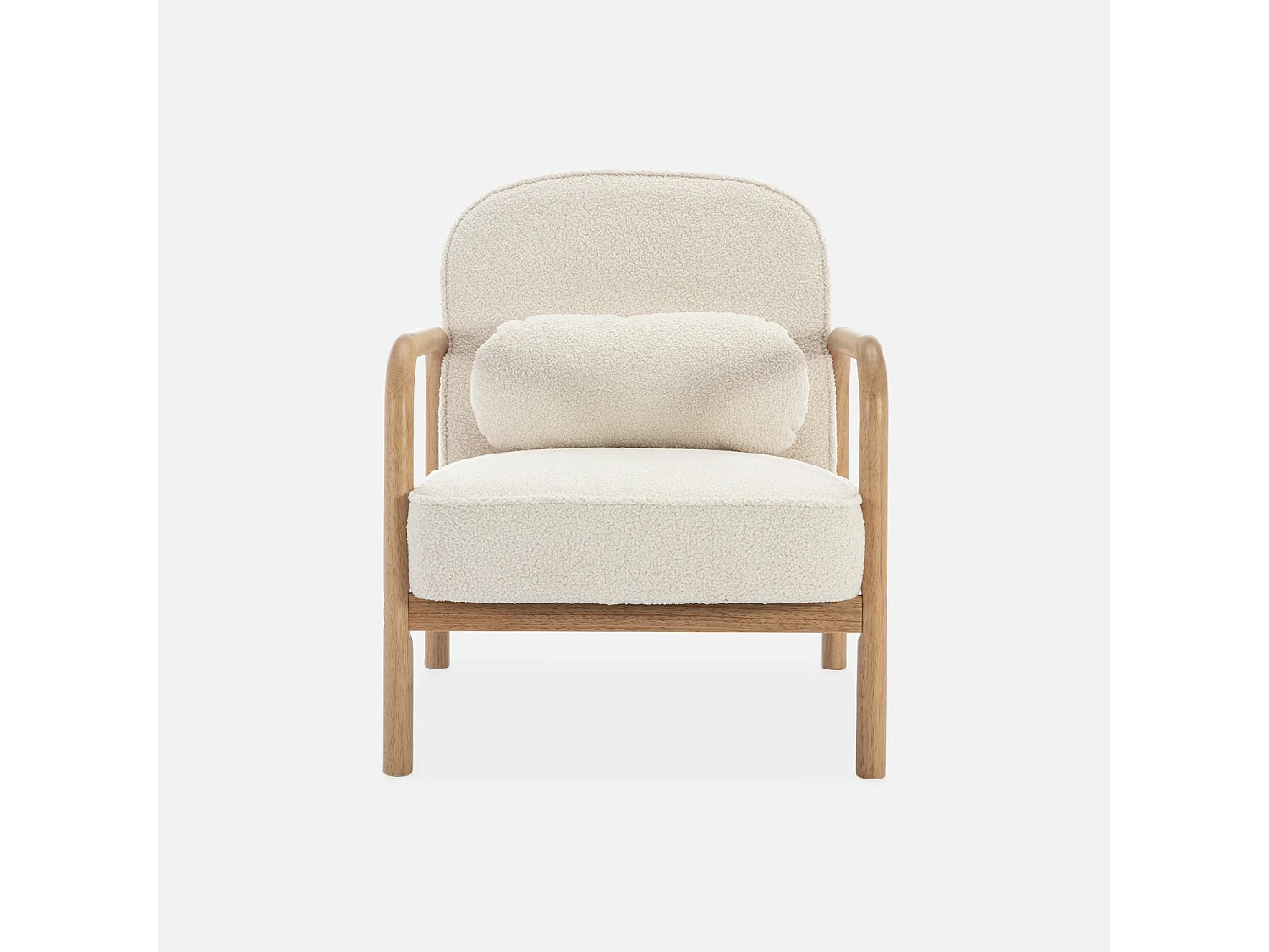 Poltrona scandinava curva in legno di hevea, bianco