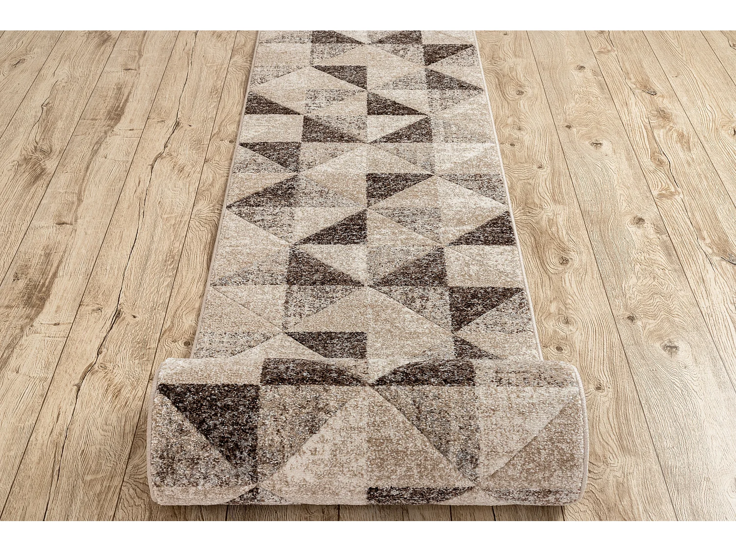 Tapis de couloir FEEL 5672/15055 TRIANGLES beige et marron / crème 70x250 cm