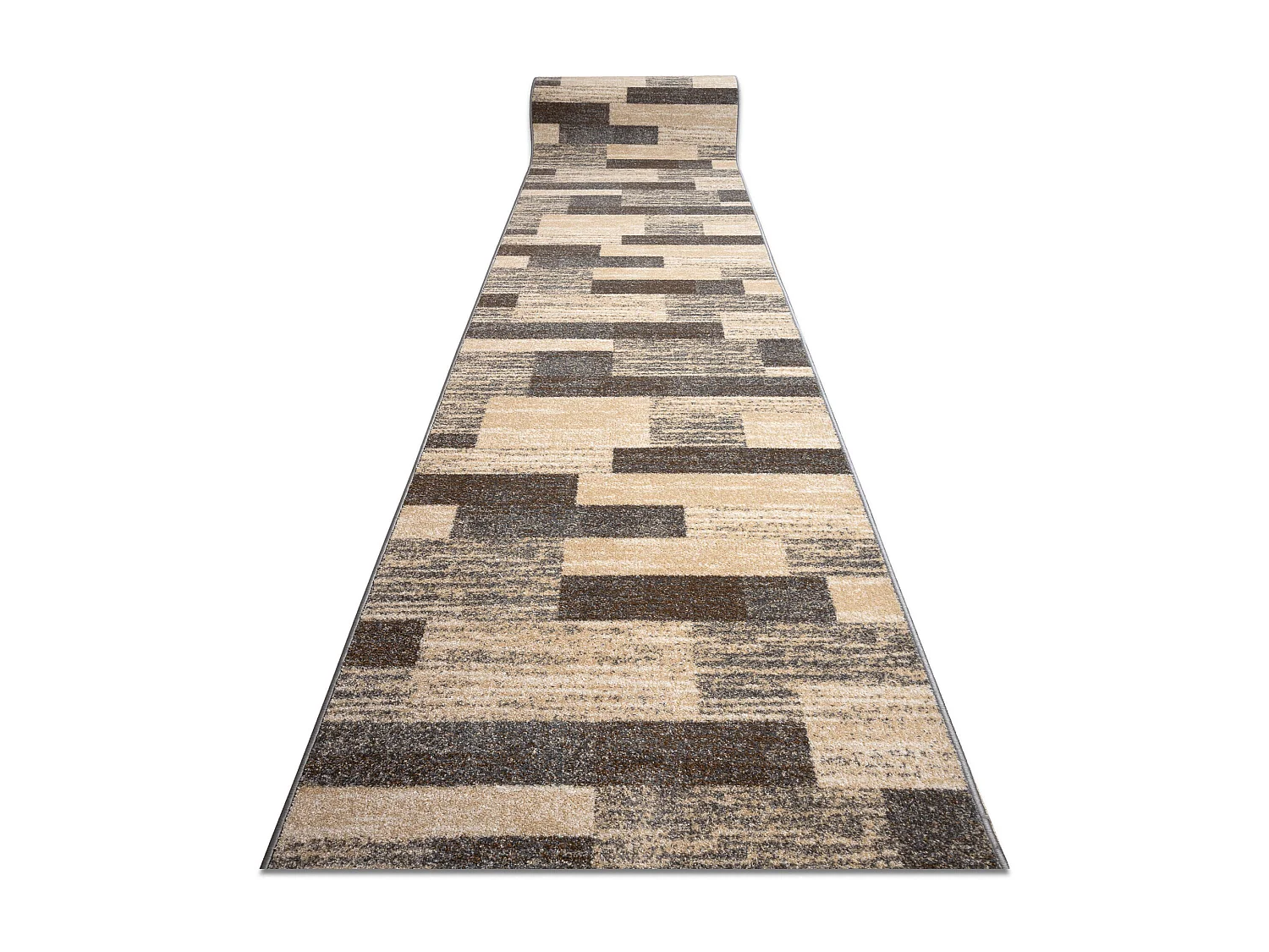 Tapis de couloir KARMEL Deski planches caramel gris 70x220 cm