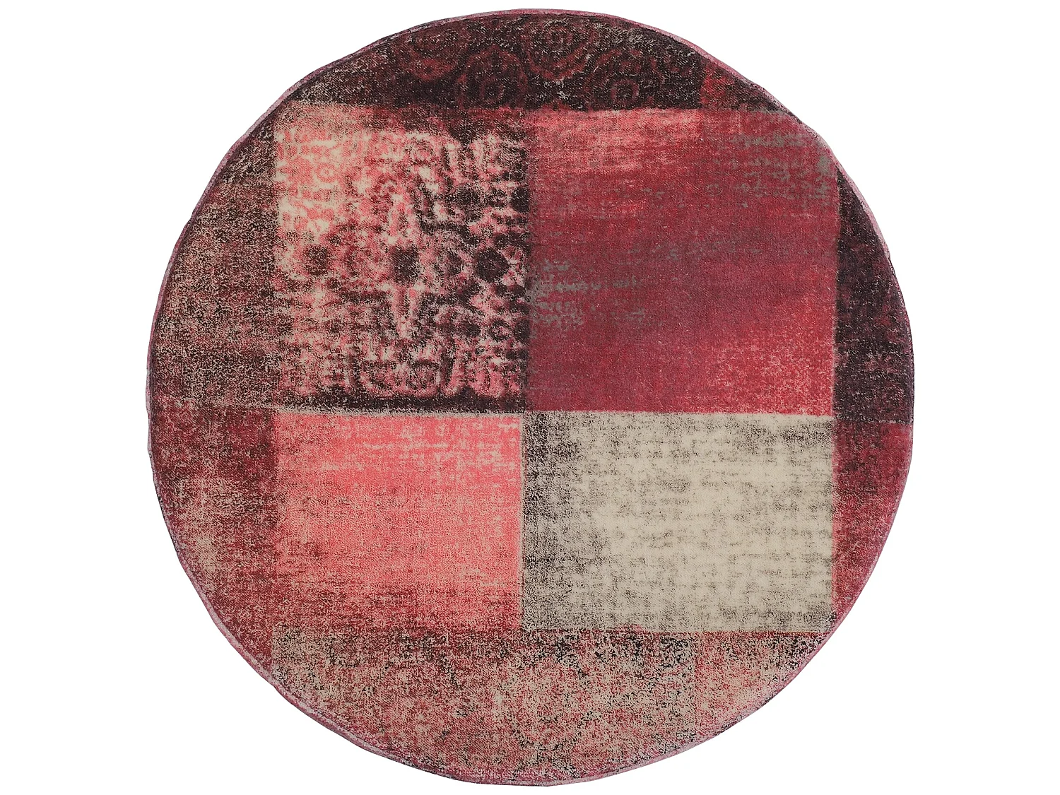 WOMO-DESIGN Sgabello imbottito 38 x 36 cm rosso rotondo con gambe in legno pouf basso poggiapiedi, sedia decorativa per soggiorno, salotto e ingresso