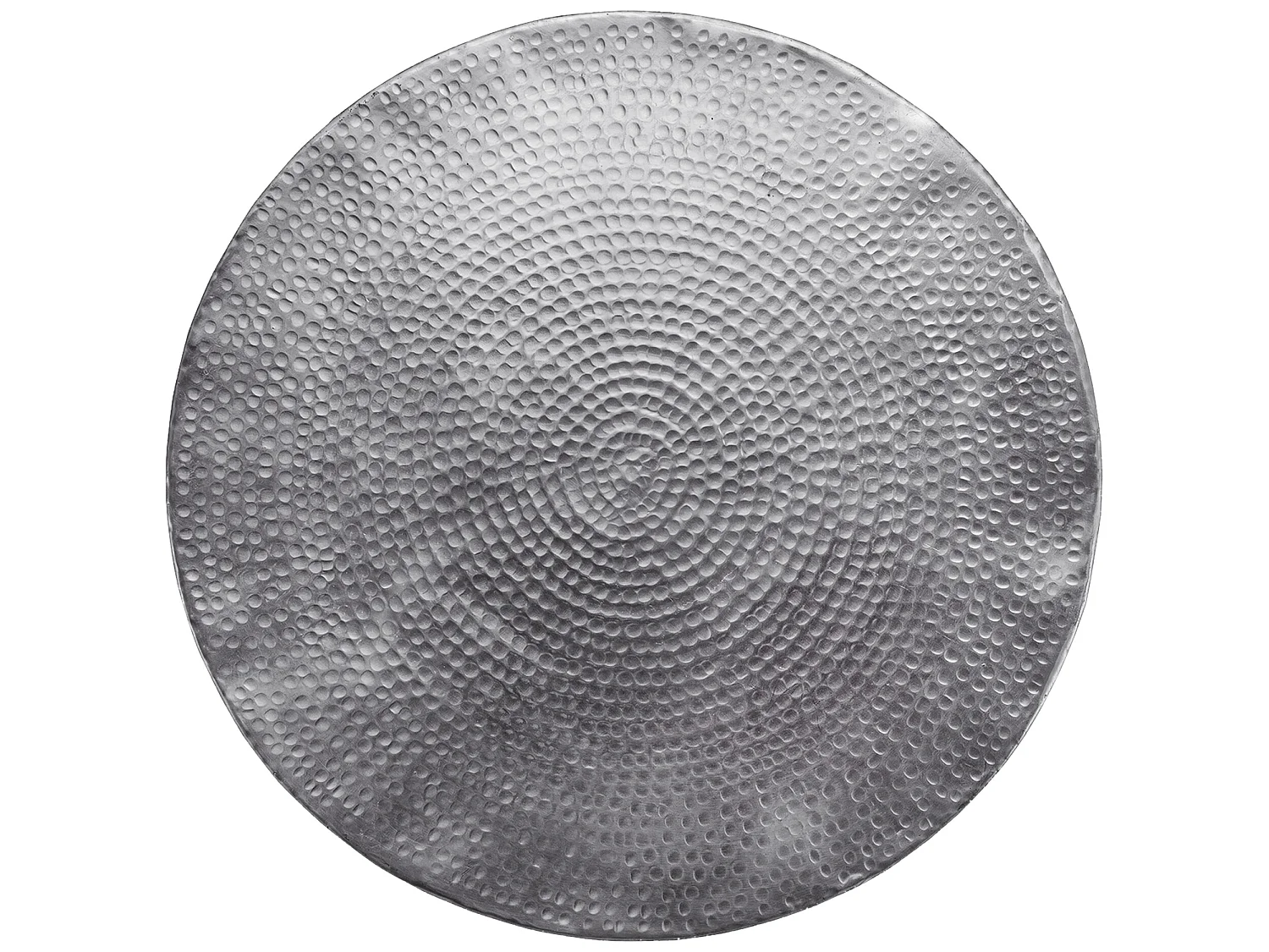 WOMO-DESIGN Mesa auxiliar lateral Ø 62x33 cm mesita redonda de aluminio efecto martillado color plata con almacenaje para salón, hecha a mano