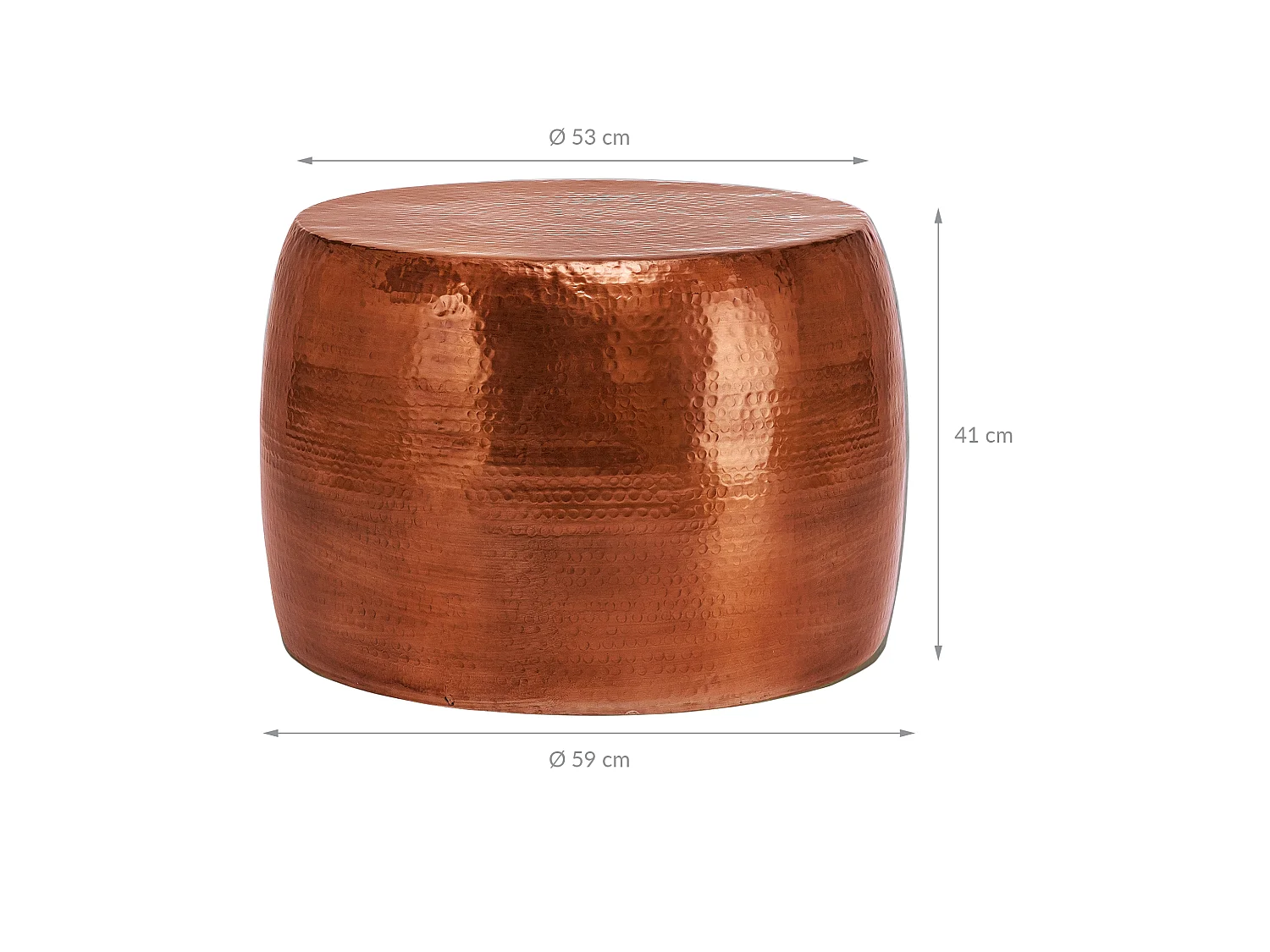 Mesa de centro de aluminio martillado Ø 53 x 41 cm cobre WOMO-DESIGN