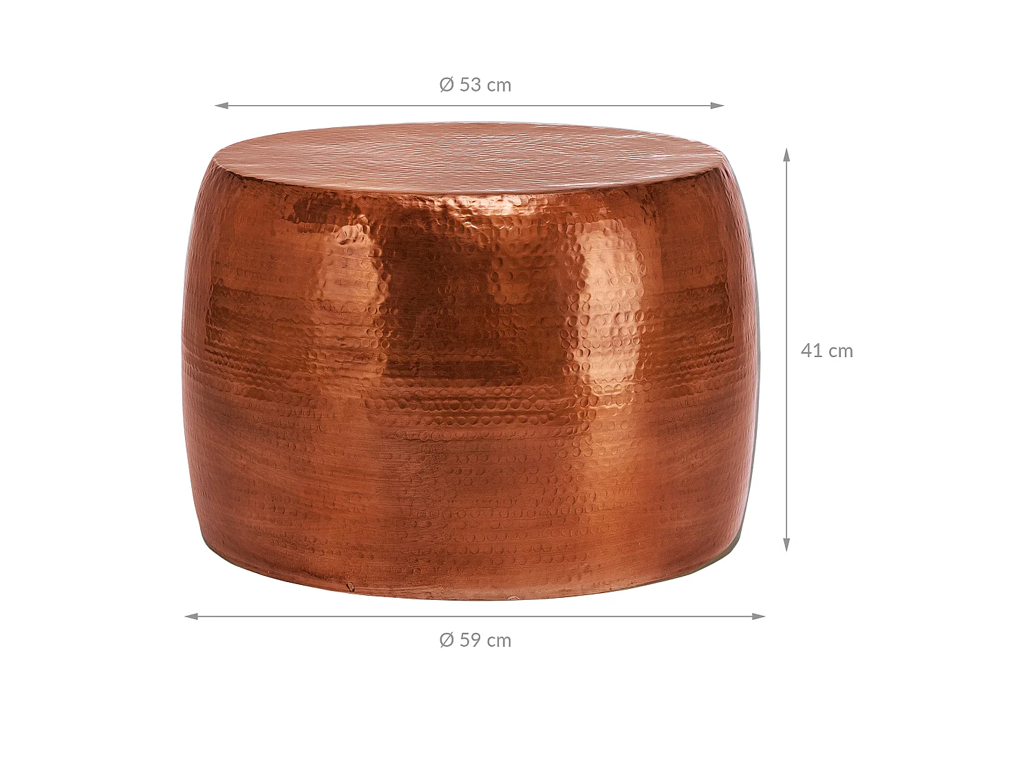 Tavolino da caffè in alluminio martellato Ø 53 x 41 cm rame WOMO-DESIGN