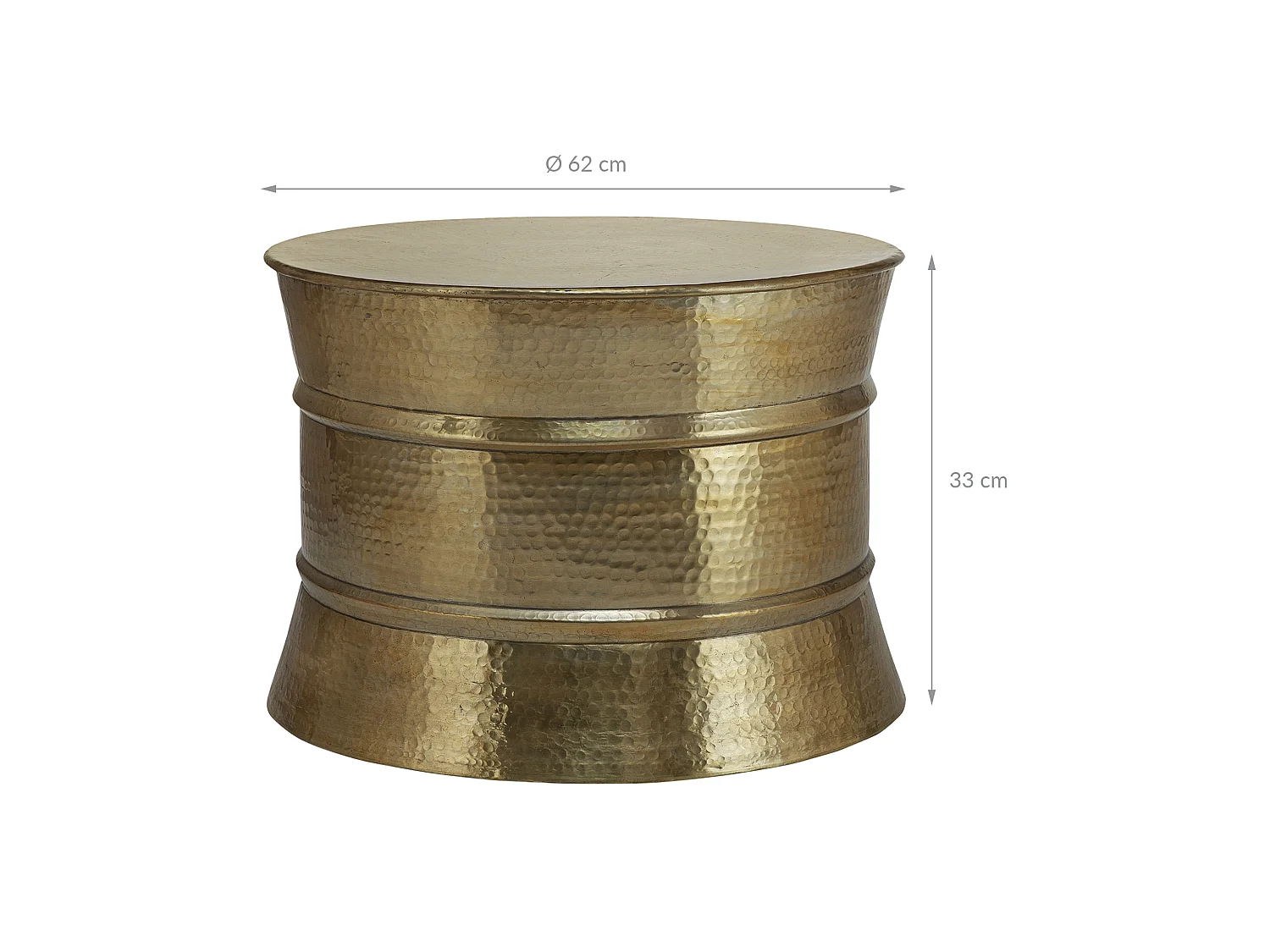 Mesa de centro martillada en aluminio Ø 62 x 33 cm dorado WOMO-DESIGN