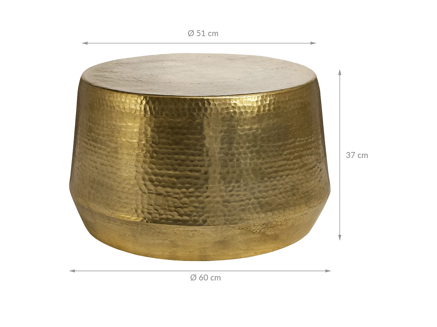 Table basse de salon café martelée en aluminium Ø 60 x 37 cm doré WOMO-DESIGN