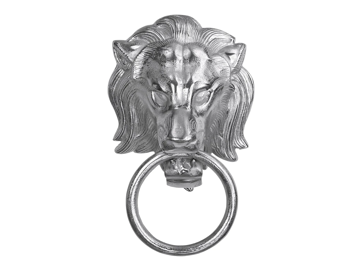 Porte-serviettes tête de lion 10x31cm argenté en aluminium finition brillante fixation mural anneau pour torchon décoration toilette design original