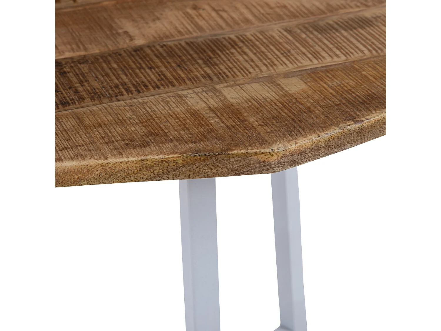 WOMO-DESIGN 2x Mesas auxiliares arizona 73x56/56x48cm madera maciza de mango blanco-natural tallado a mano mesita de café y té diseño decorativo