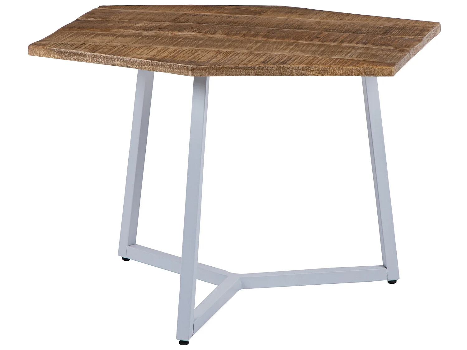 WOMO-DESIGN 2x Mesas auxiliares arizona 73x56/56x48cm madera maciza de mango blanco-natural tallado a mano mesita de café y té diseño decorativo