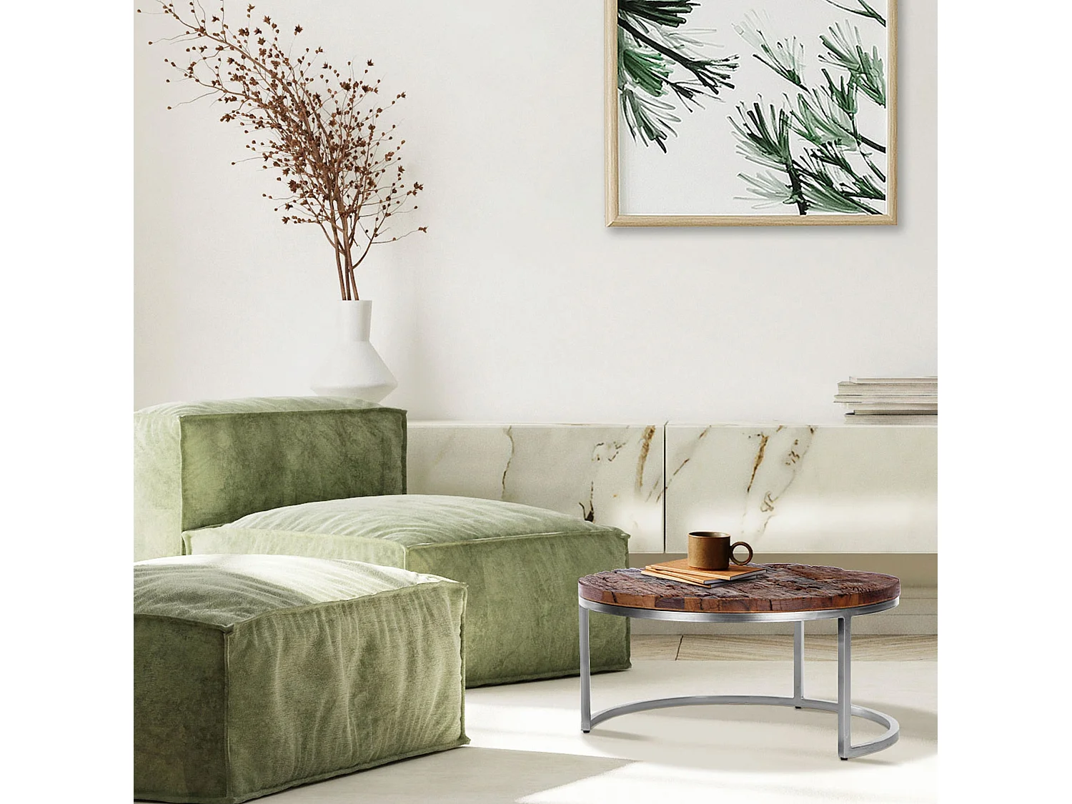 Tavolino in legno massello di acacia per soggiorno WOMO-DESIGN