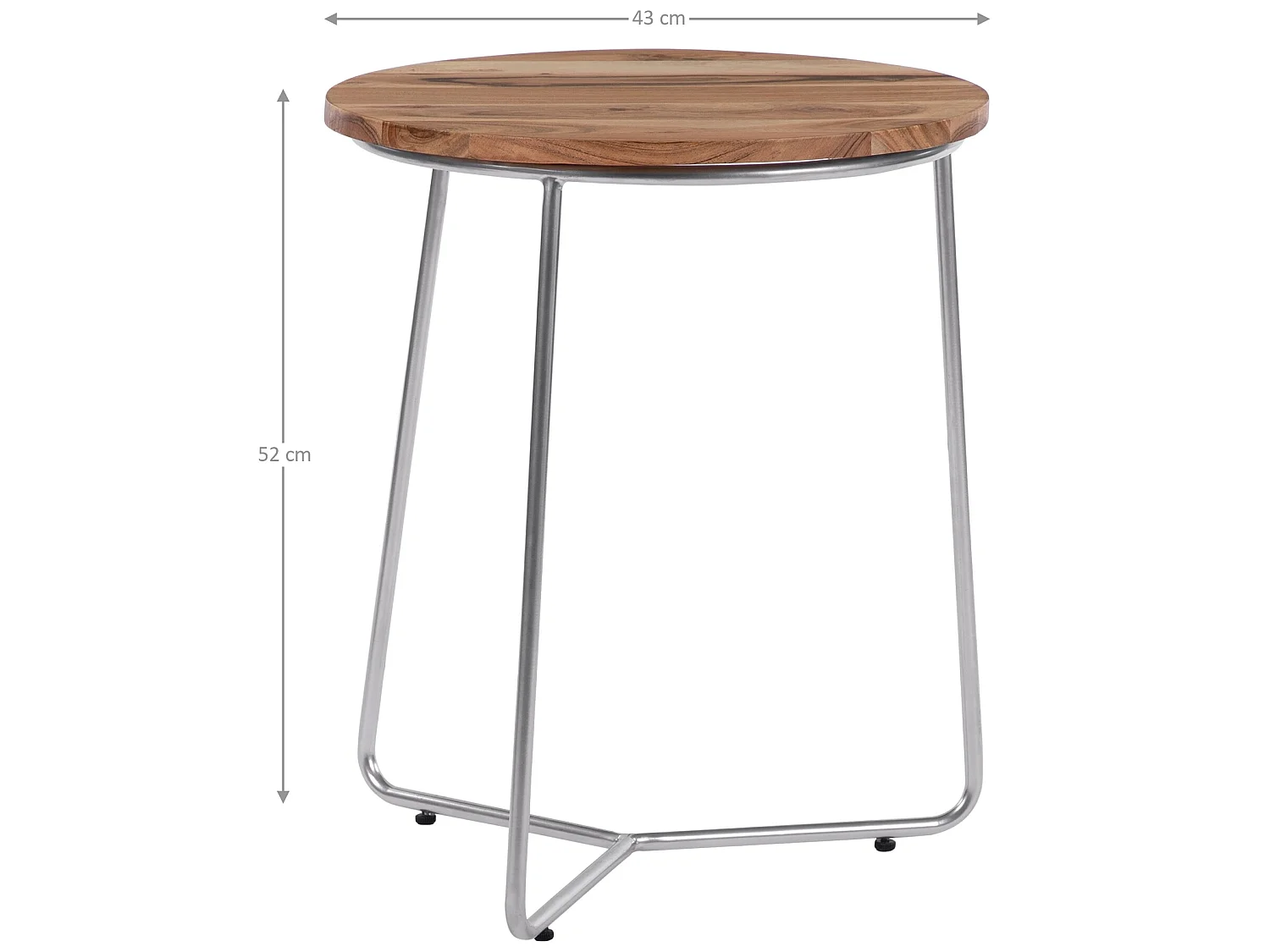 WOMO-DESIGN Set 2 tavolini impilabili da caffe Ø 43x52 e 38x45 cm naturale-argento, rotondi, sovrapponibili, fatti a mano, tavoli laterali da divano