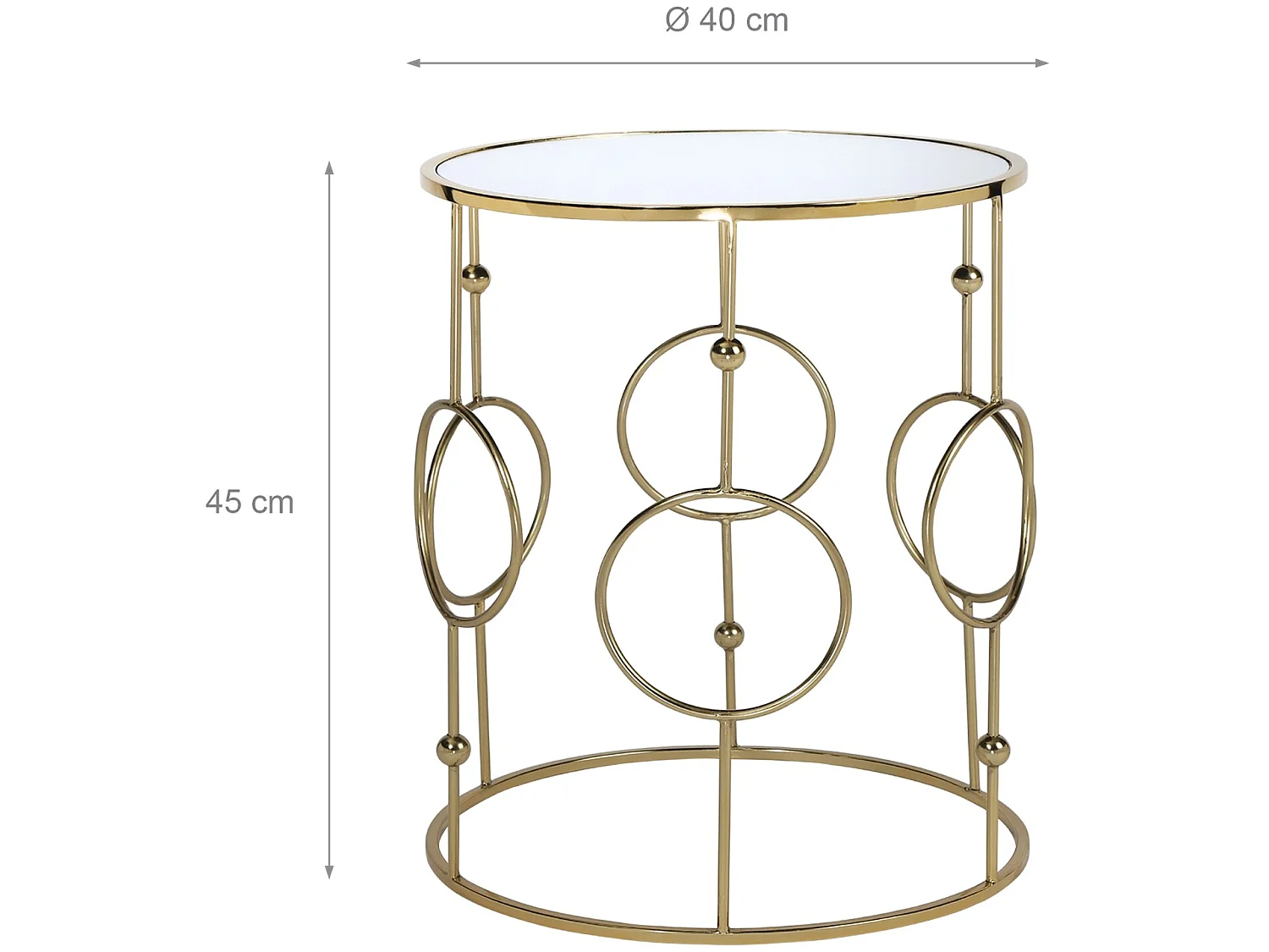 Table gigogne 2x verre miroir table basse en métal doré Ø 40/45 cm WOMO-DESIGN