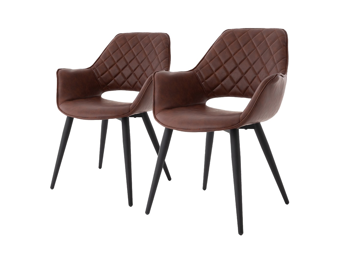 Lot de 2 chaise salle à manger cuir synthétique marron