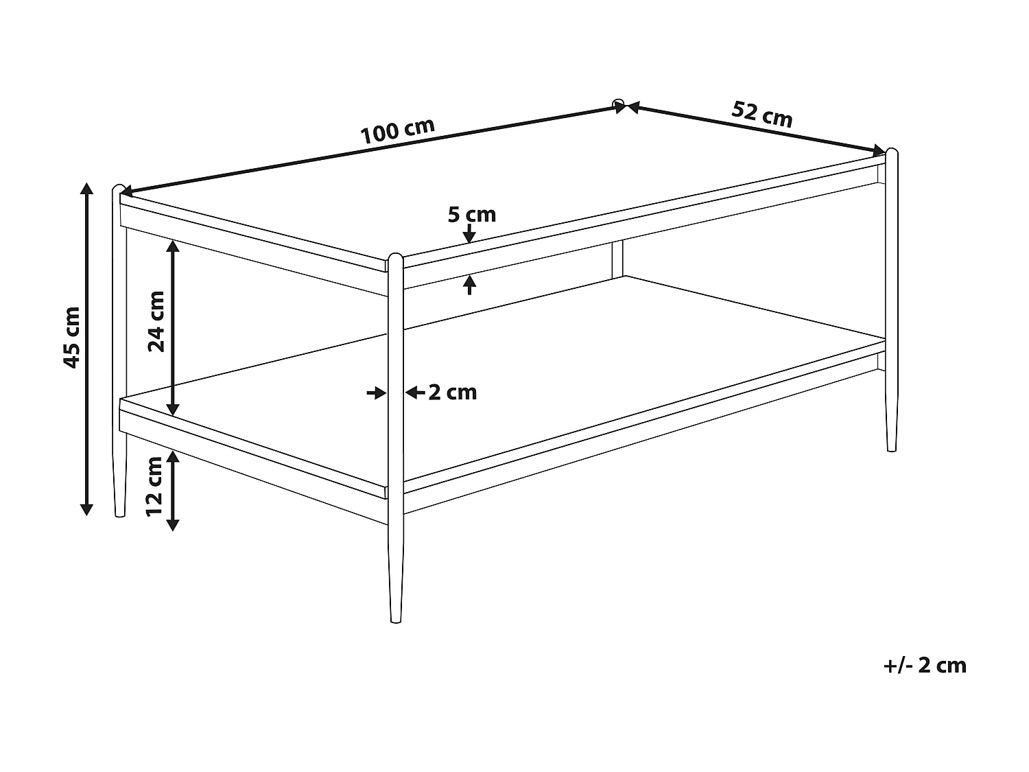 Couchtisch rechteckig schlicht modern dunkler Holzfarbton/schwarz Avoca
