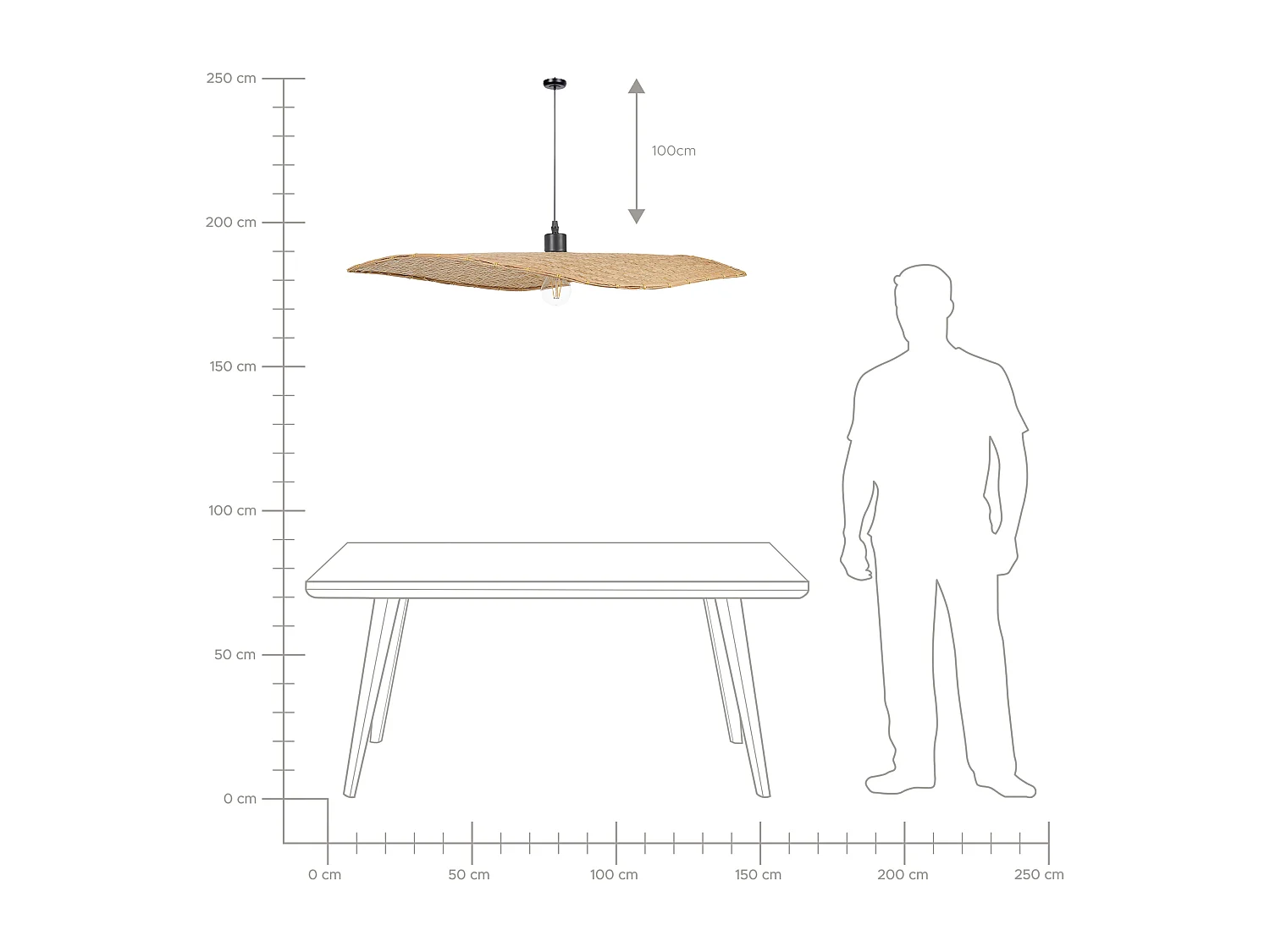 Lampe suspension GALANA Bambou Marron clair