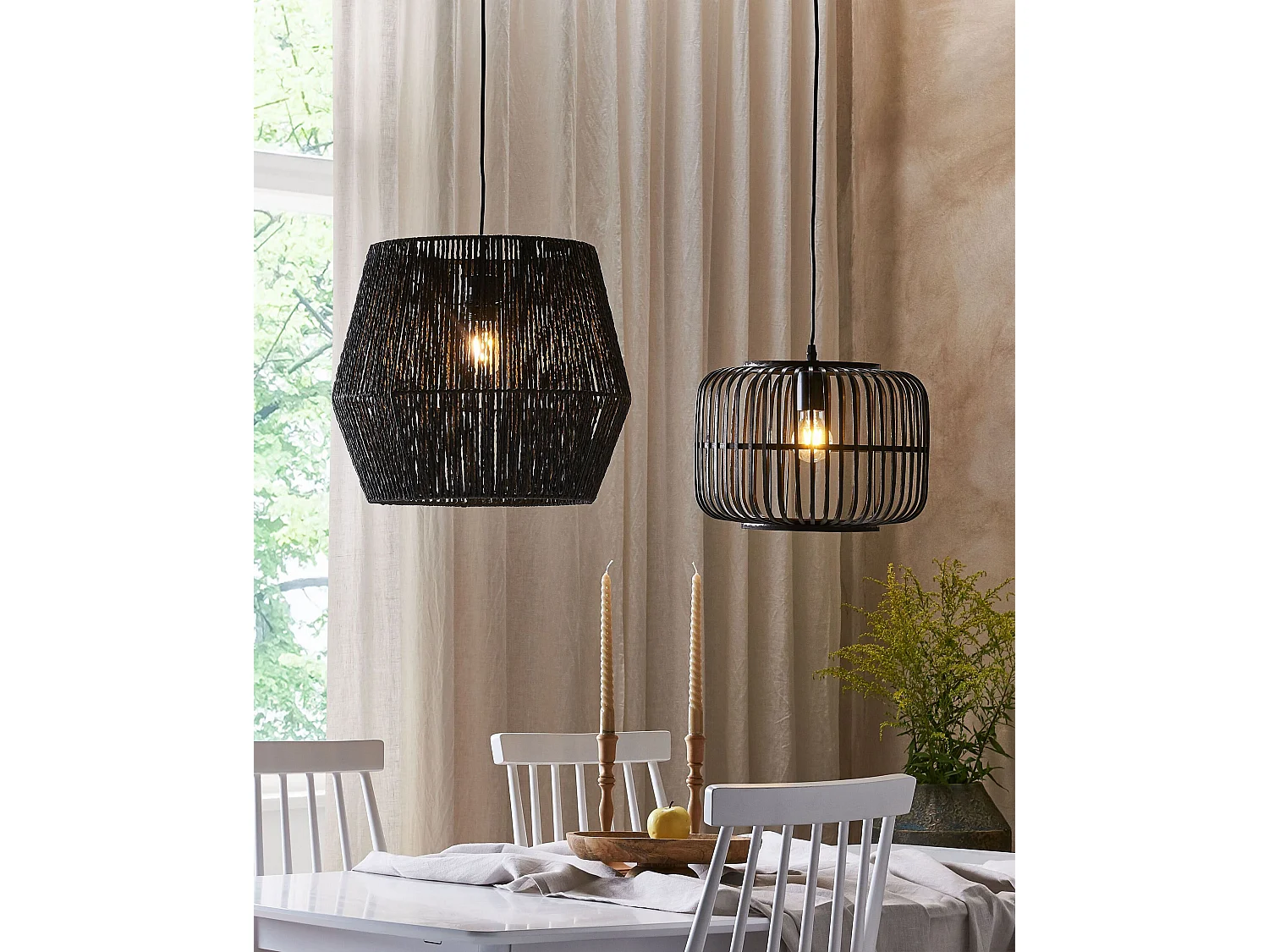 Lampa wisząca MACHEKE Drewno bambusowe Czarny