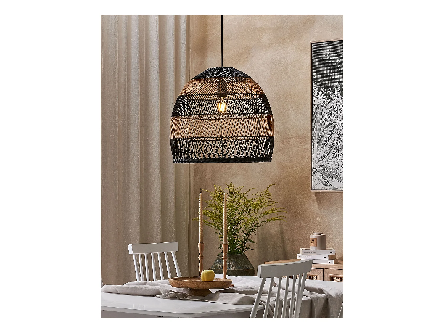 Lampe suspension BUMI Rotin Naturel