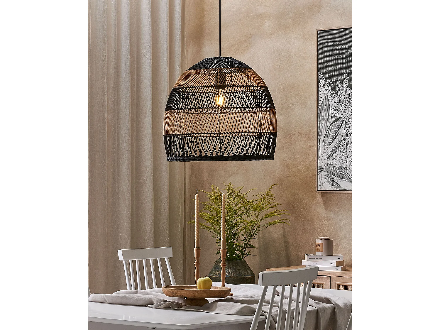 Lampe suspension BUMI Rotin Naturel