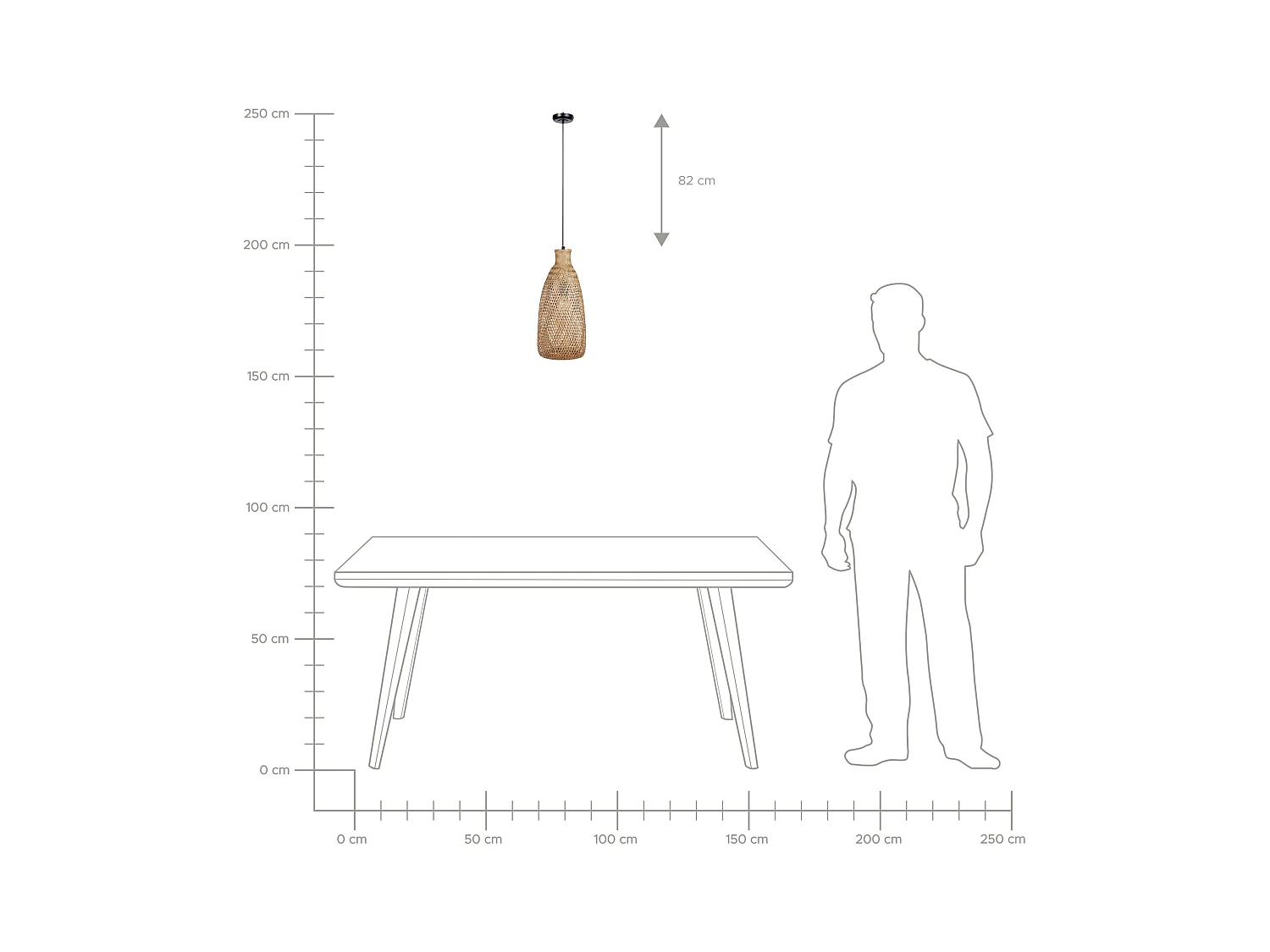 Hängelampe mit Schirm Kegelform Bambusholz hellbraun geflochten Boho Lwela