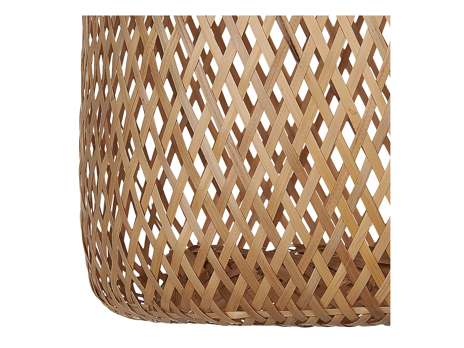 Hängelampe mit Schirm Kegelform Bambusholz hellbraun geflochten Boho Lwela