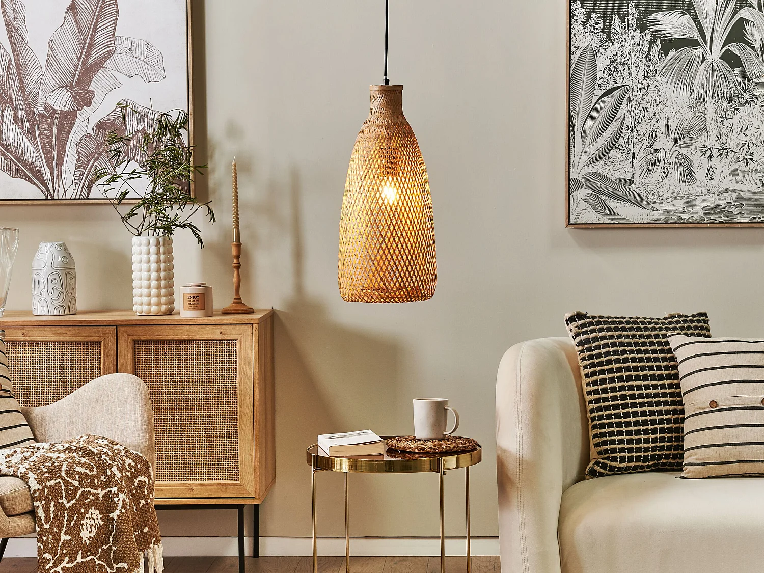 Lampe suspension LWELA Bambou Naturel