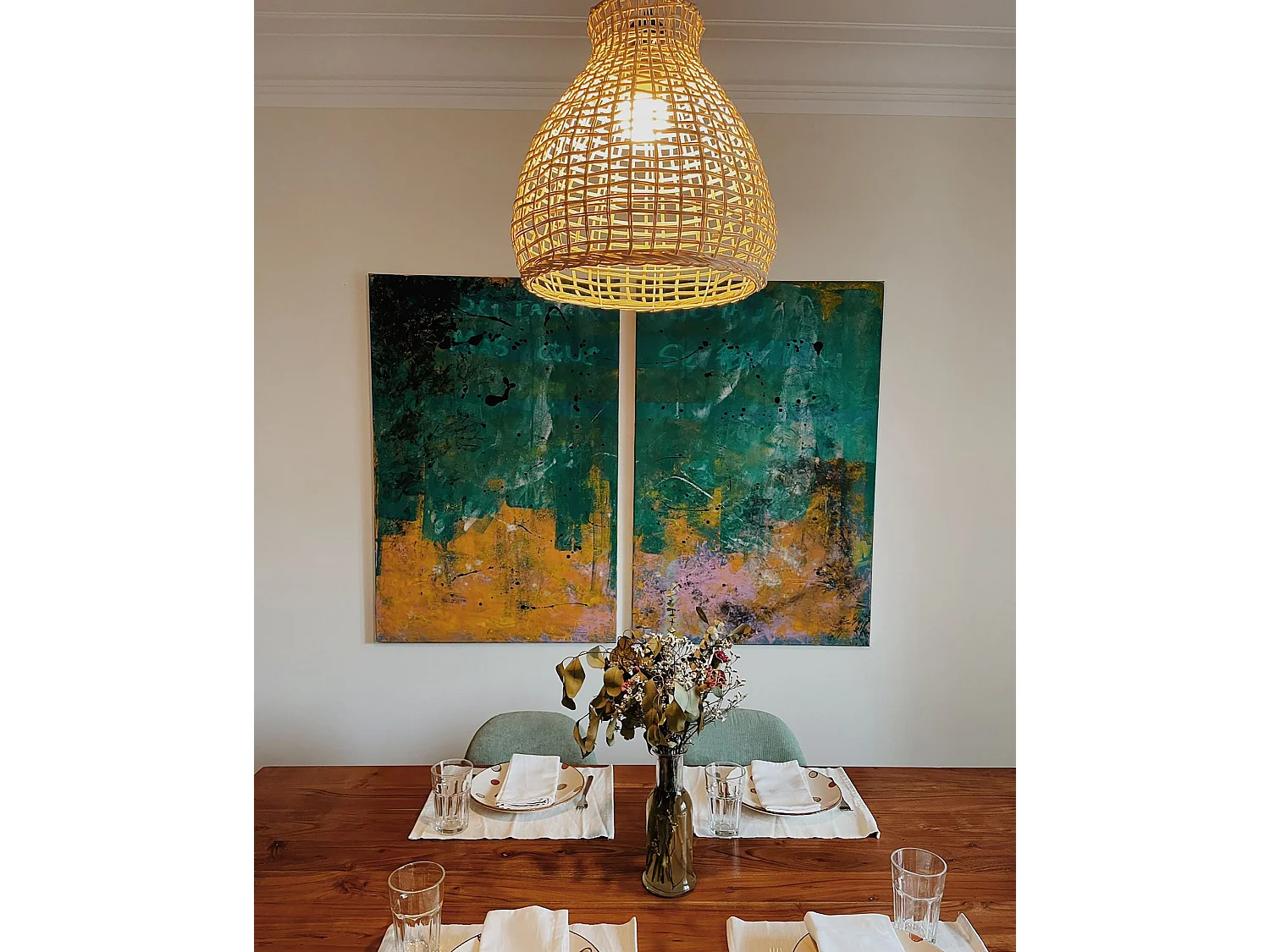 Lampe suspension SAKENI Rotin Naturel