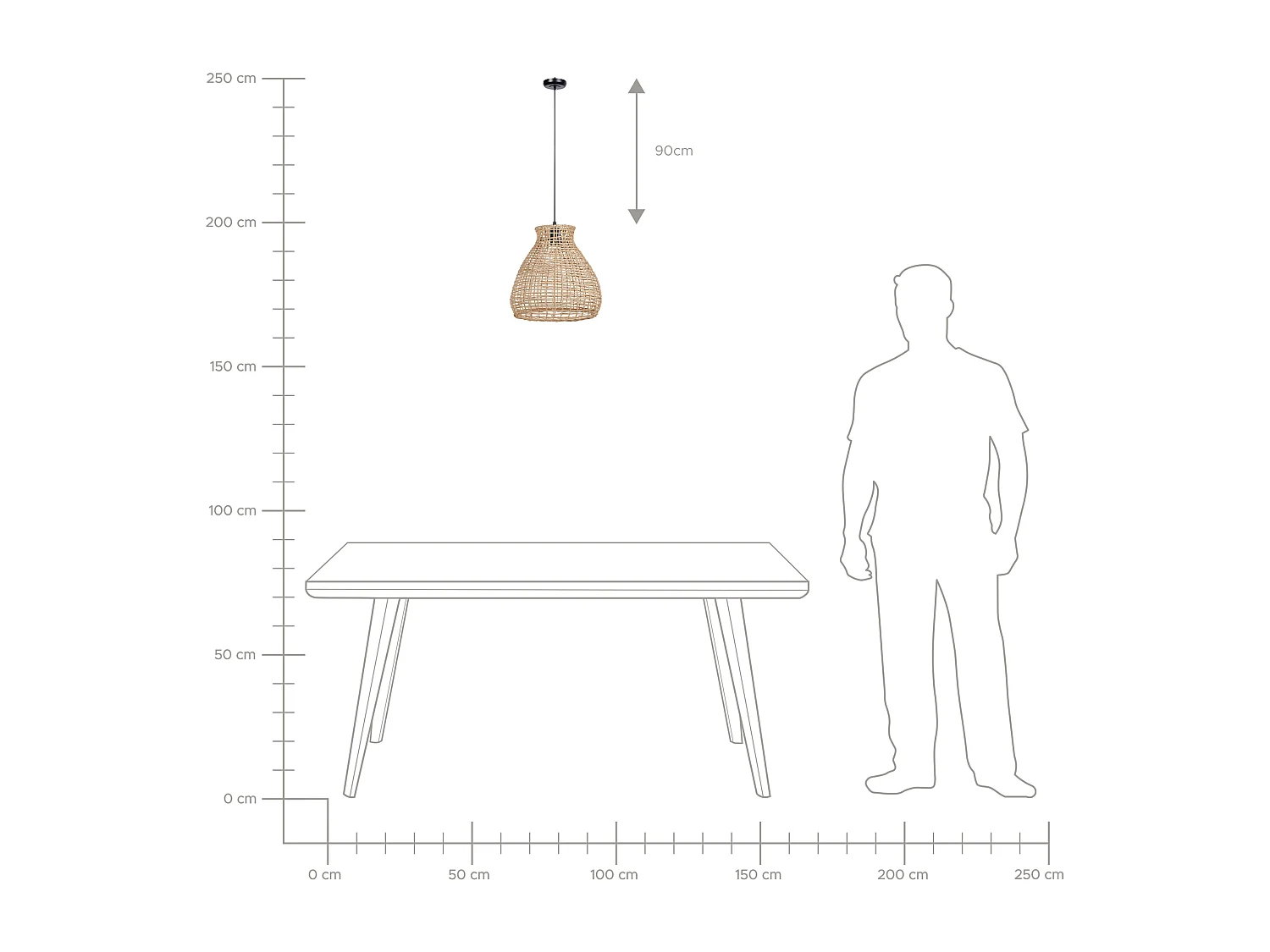 Lampe suspension SAKENI Rotin Naturel