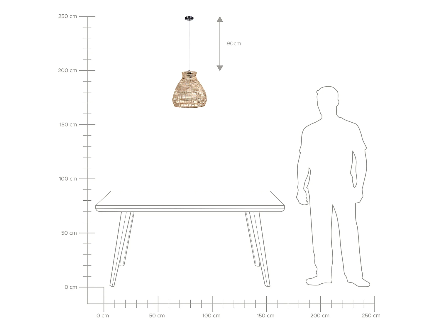 Lampe suspension SAKENI Rotin Naturel