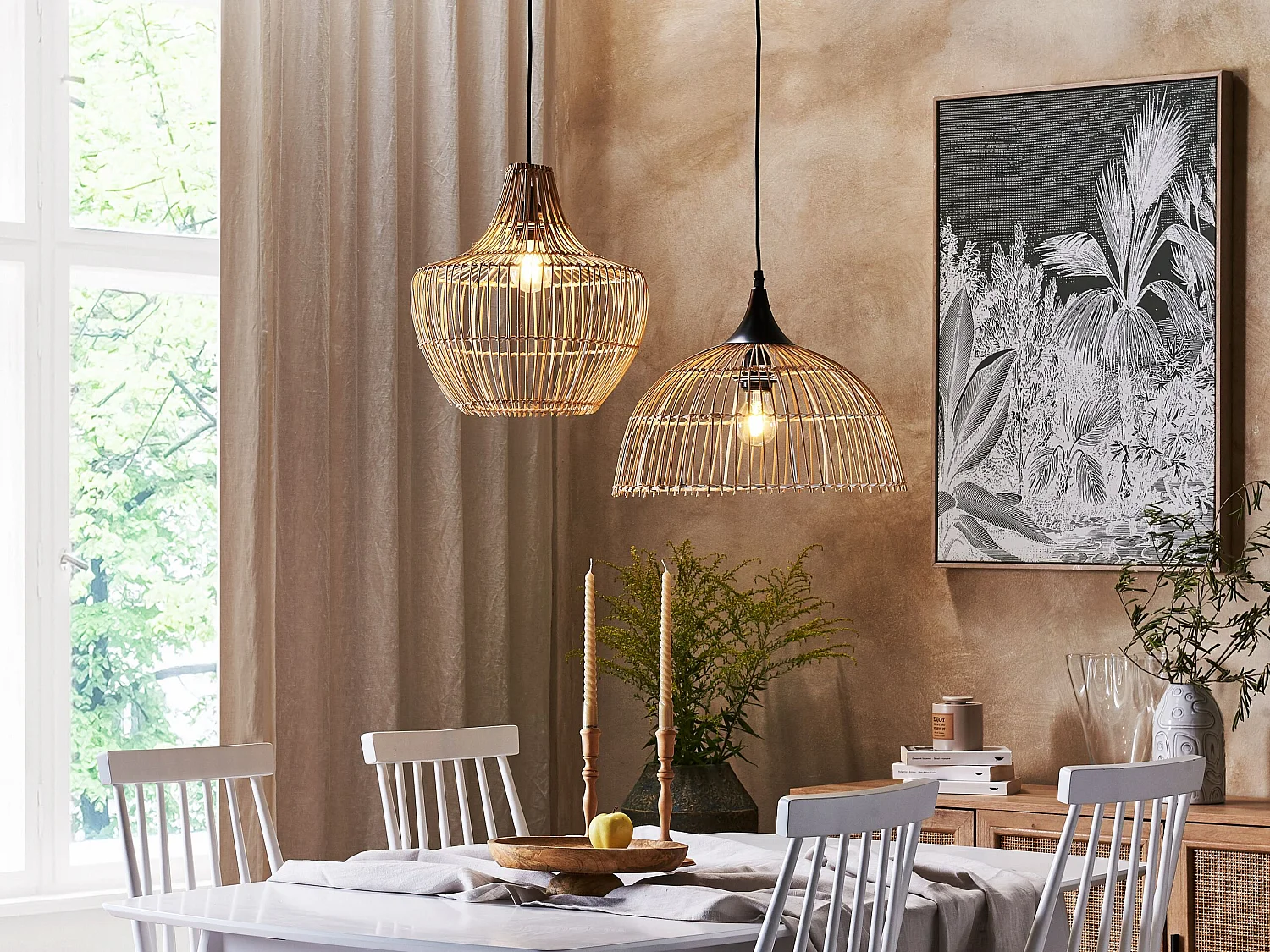 Lampe suspension BARARIS Rotin Naturel