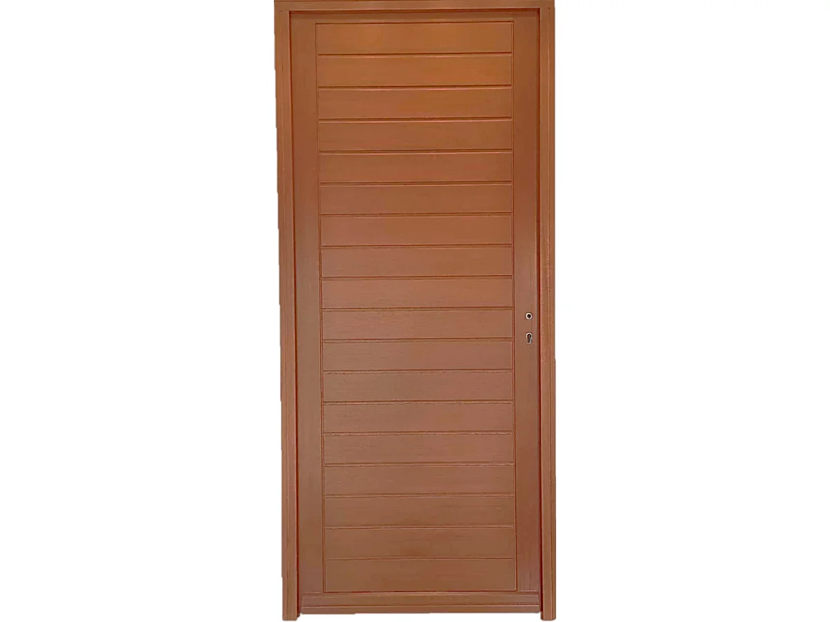 Massief houten toegangsdeur, Laura, H.215xl.90 p.links Ribbenpaneel