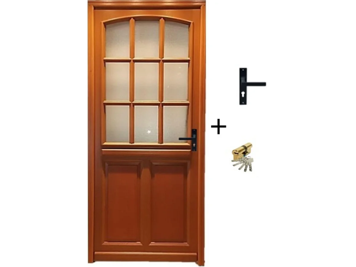 Puerta de entrada de madera 'Alena' 215X80 Empuje hacia la izquierda Se vende con manilla y cerradura sin manilla