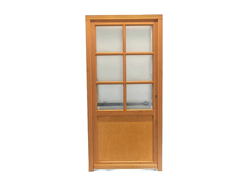 Porte De Service Bois Vitrée Naxos, H,215xl,90 P,gauche Côtes Tableau Gd Menuiseries