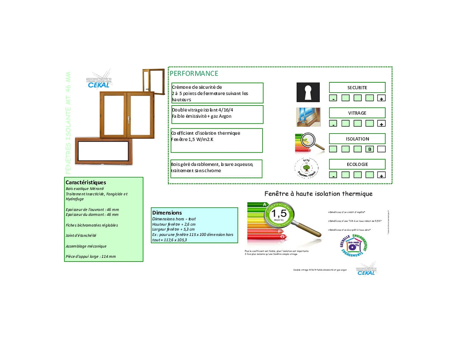 Fenetre Bois 2 Vantaux  H115 X L80 Cotes Tableau Gd Menuiseries