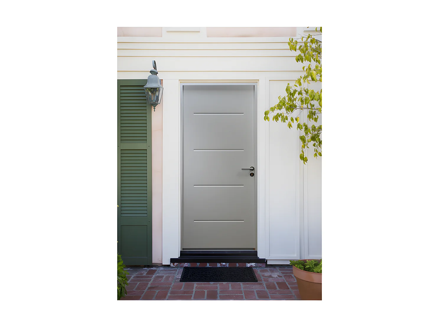 Porte D'entrée Acier Iza, Blanc, H,215xl,90  P,gauche Côtes Tableau Gd Menuiseries