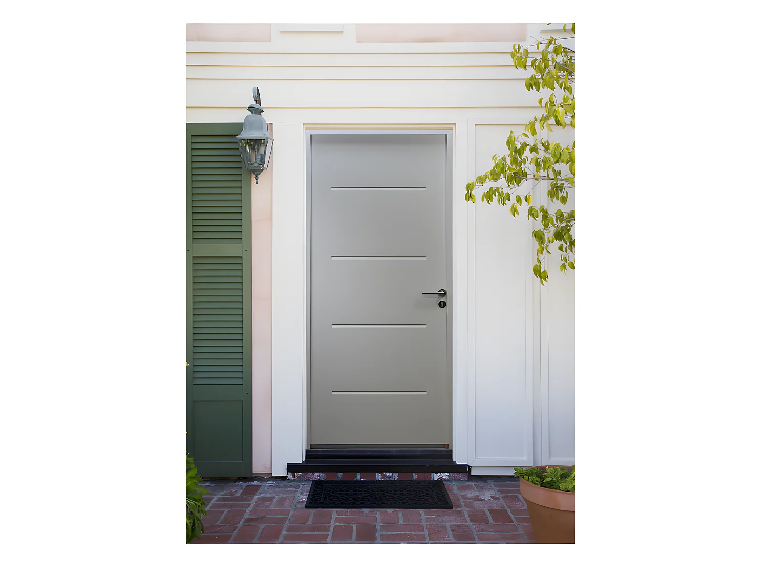 Porte D'entrée Acier Iza, Blanc, H,215xl,90  P,gauche Côtes Tableau Gd Menuiseries