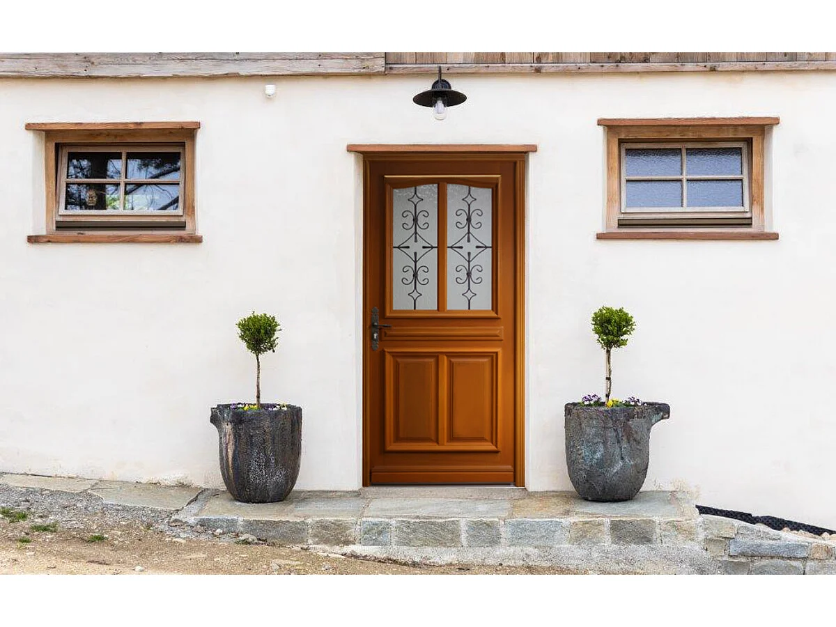 Porte d'entree Bois vitree, Vauban, H,215xl,80  p, droit Cotes Tableau