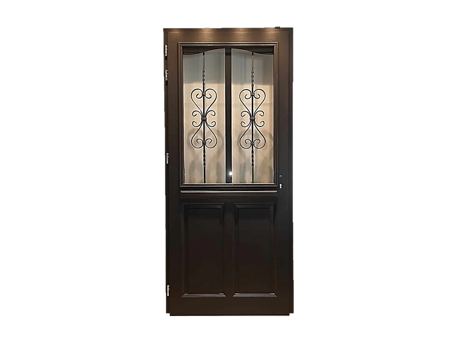 Porte d'entree Bois vitree, Sanna, H,215xl,90  p, droit Cote Tableau + Poignee Et Barillet (ref 010403FP)