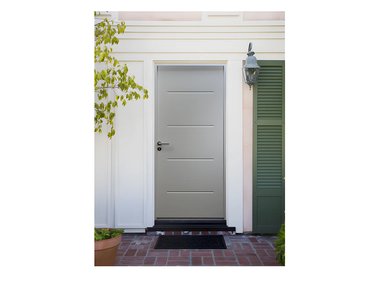 Porte D'entrée Acier Iza, Blanc, H,215xl,90  P, Droit Côtes Tableau Gd Menuiseries