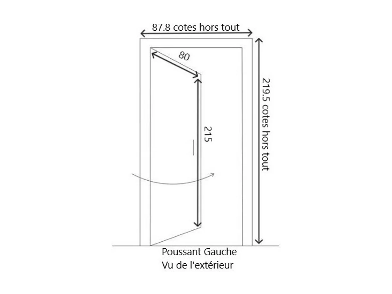 Porte d'entree Bois vitree, Marine, H,215xl,80 p,gauche Cotes Tableau