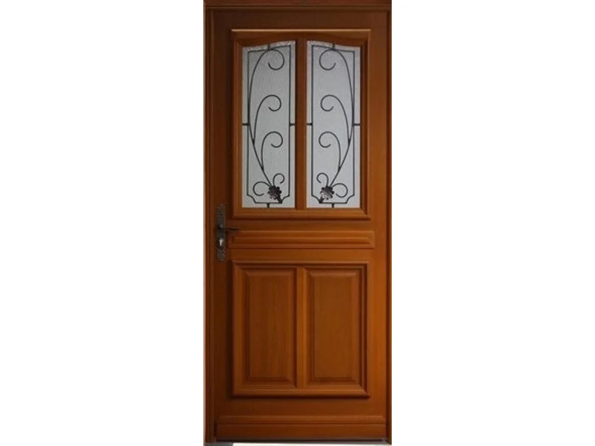 Puerta de entrada de madera con cristal Mathis, H.200 x L.90 cm, lado de la tabla, puerta derecha, GD MENUISERIES sin manilla