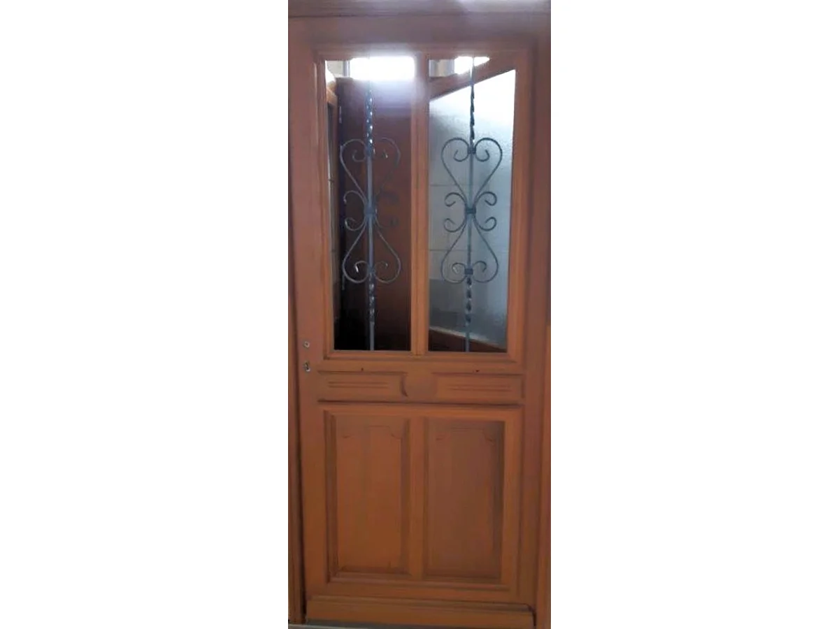 Puerta de entrada de madera con cristal Mathis, H.200 x L.90 cm, lado de la tabla, puerta derecha, GD MENUISERIES sin manilla