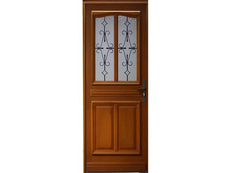 Porte d'entree Bois vitree, Perret, H,215xl,90  p,gauche  Cotes Tableau