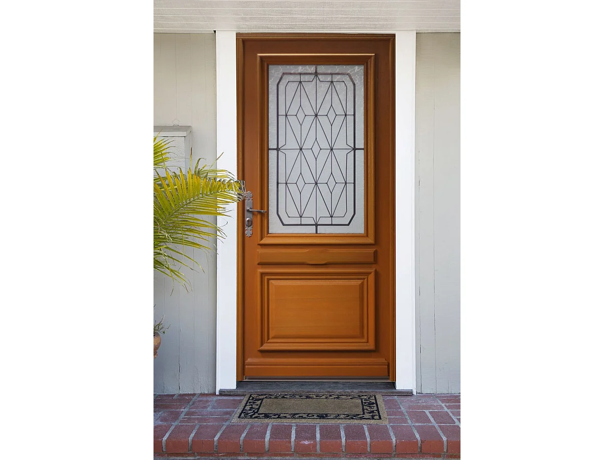 Porte d'entree Bois vitree, Anis, H,215xl,90 p, droit Cotes Tableau