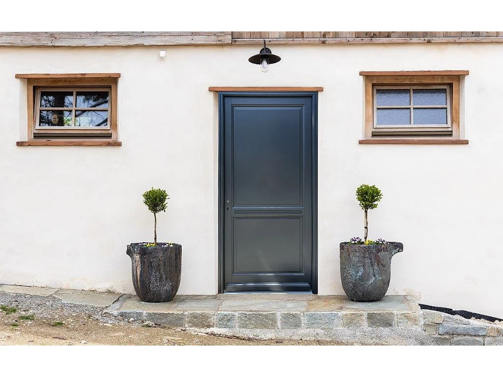 Porte D'entrée Bois Pleine Elina, H.215xl.90 Cm Côte Tableau, P.droit Gd Menuiseries