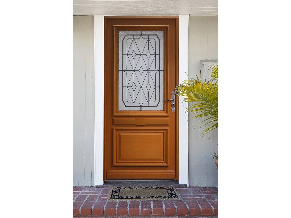 Porte d'entree Bois vitree, Anis, H,215xl,90  p,gauche Cotes Tableau