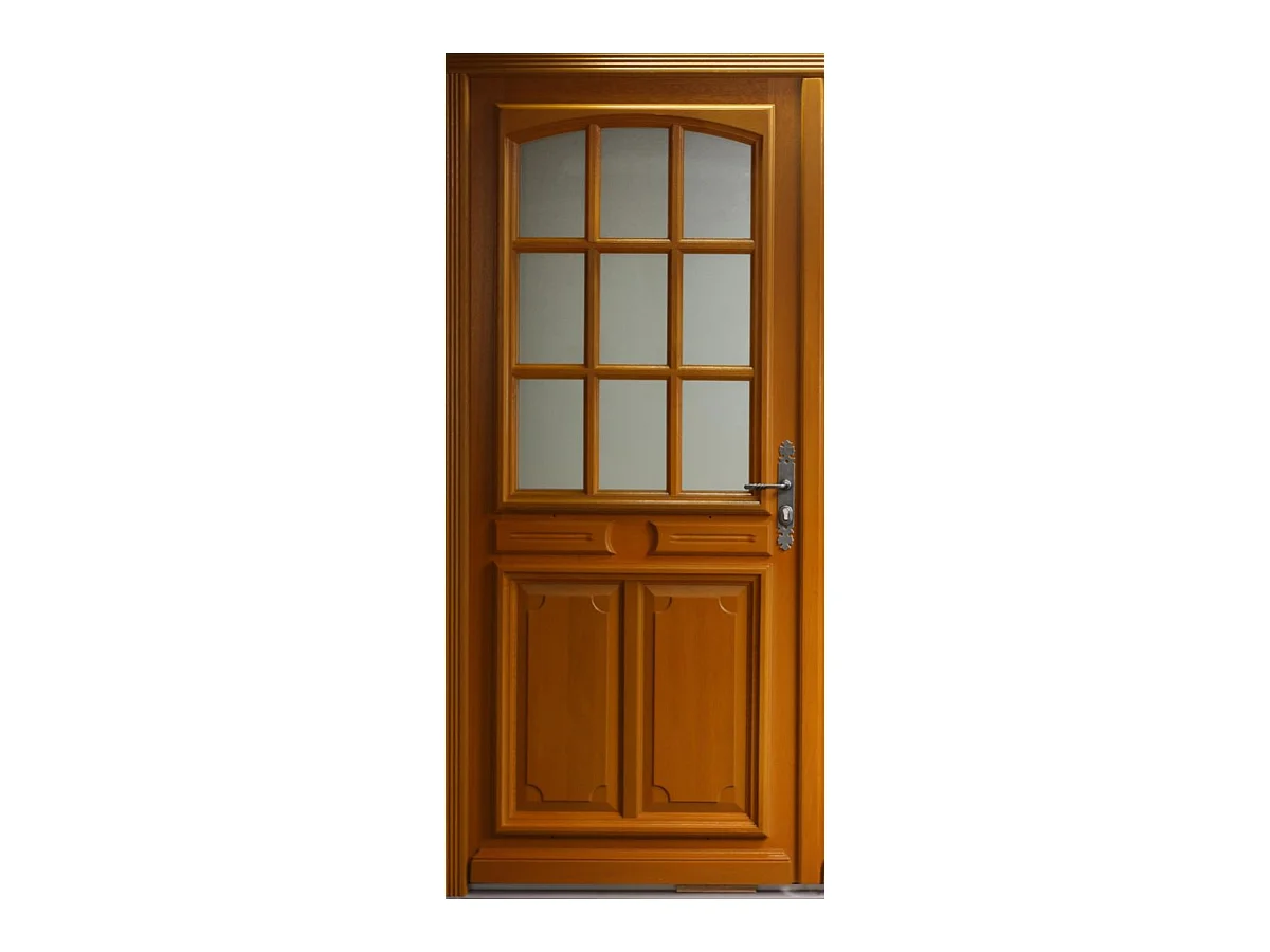 Porte D'Entrée Bois Vitrée, Marine, H,215Xl,90  P,Gauche Côtes Tableau