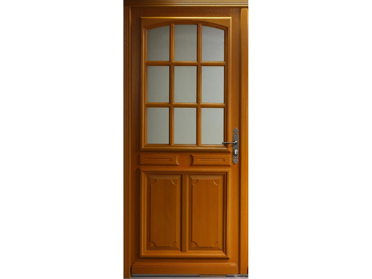 Porte D'entrée Bois Vitrée Marine, H.215xl.90 Côte Tableau P. Gauche Gd Menuiseries